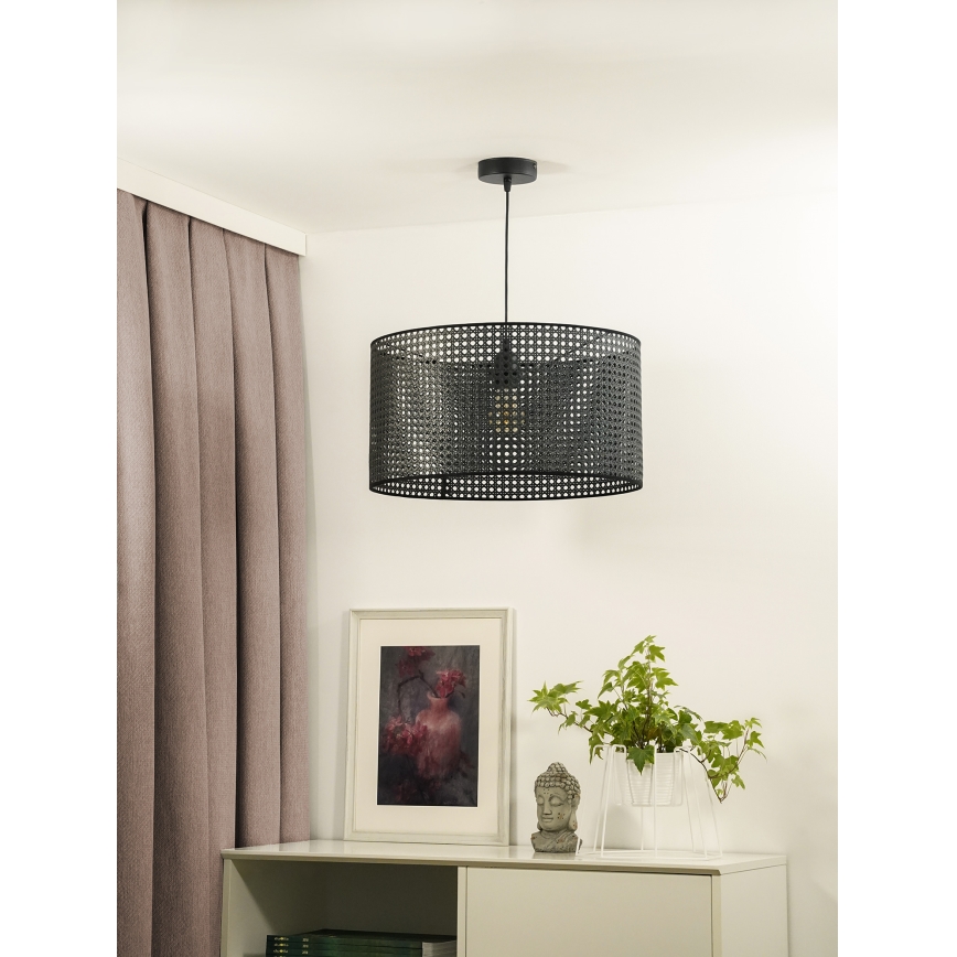 Duolla - Lámpara colgante ROLLER RATTAN 1xE27/15W/230V diá. 45 cm negro