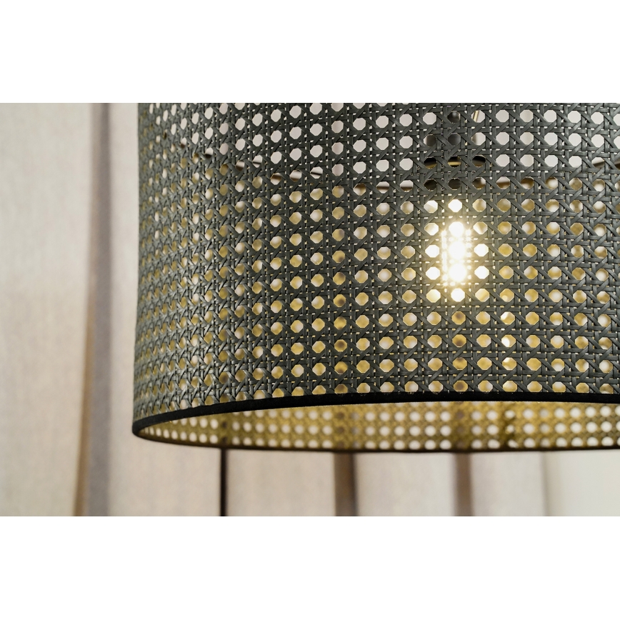 Duolla - Lámpara colgante ROLLER RATTAN 1xE27/15W/230V diá. 45 cm negro