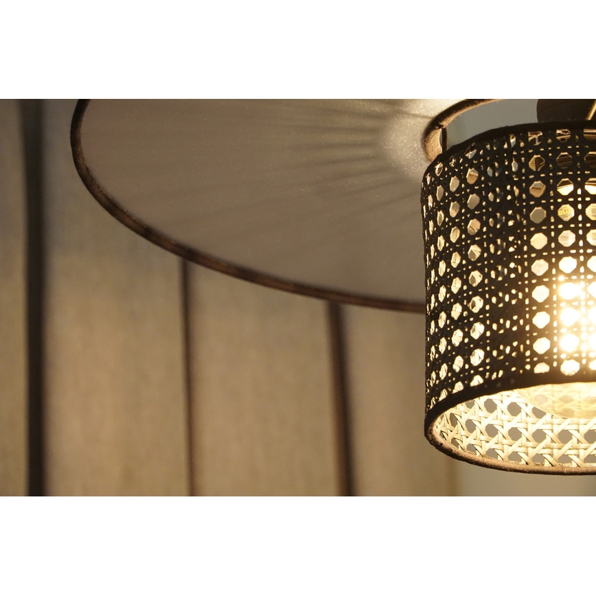 Duolla - Lámpara colgante TOKYO RATTAN 1xE27/15W/230V diá. 50 cm negro/plata