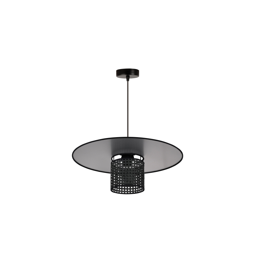 Duolla - Lámpara colgante TOKYO RATTAN 1xE27/15W/230V diá. 50 cm negro/plata
