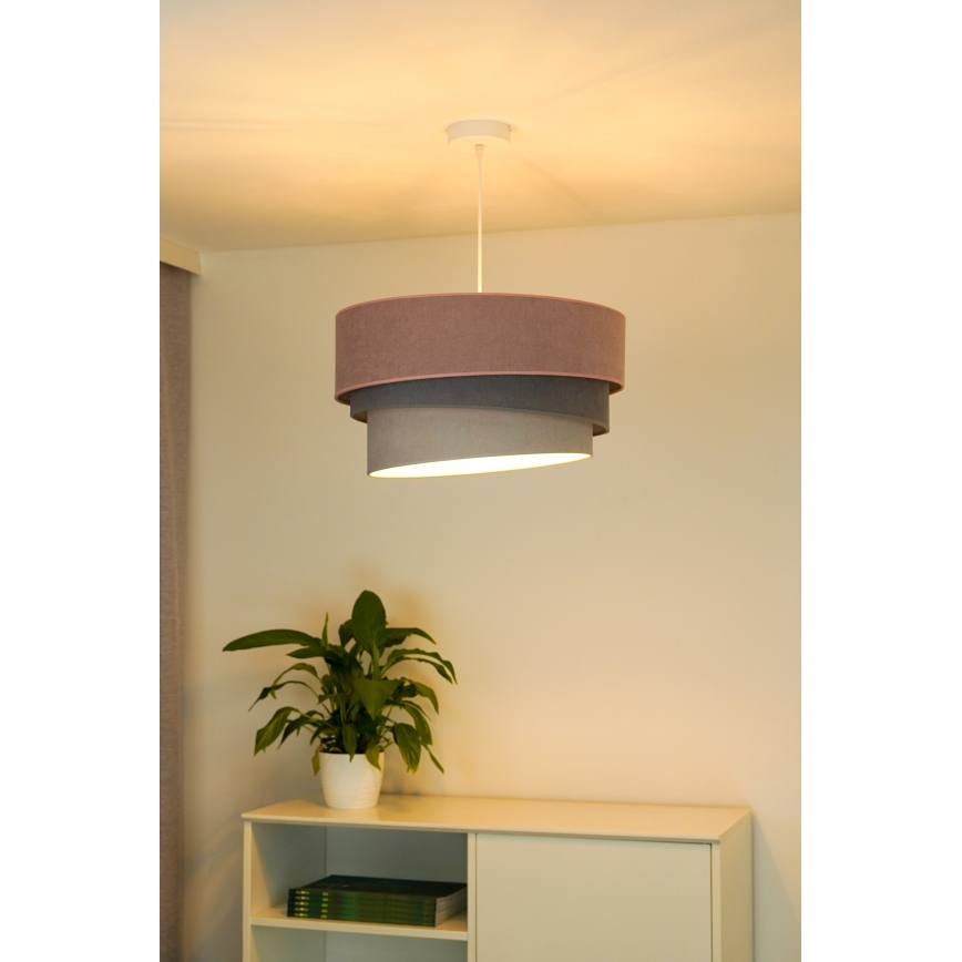 Duolla - Lámpara colgante TRIO 1xE27/15W/230V diá. 45 cm rosa/gris/blanco