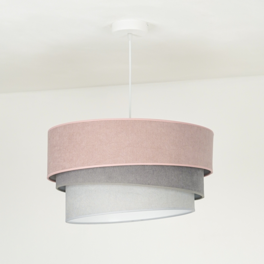 Duolla - Lámpara colgante TRIO 1xE27/15W/230V diá. 45 cm rosa/gris/blanco