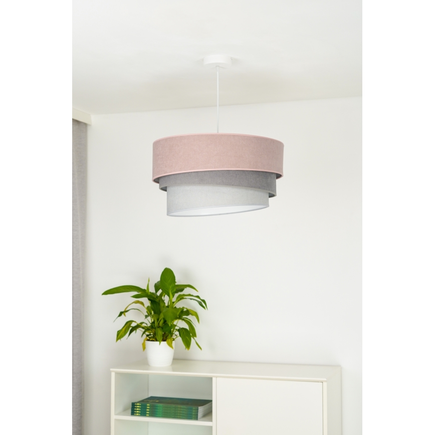 Duolla - Lámpara colgante TRIO 1xE27/15W/230V diá. 45 cm rosa/gris/blanco