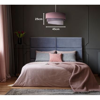Duolla - Lámpara colgante TRIO 1xE27/15W/230V diá. 45 cm rosa/gris/blanco