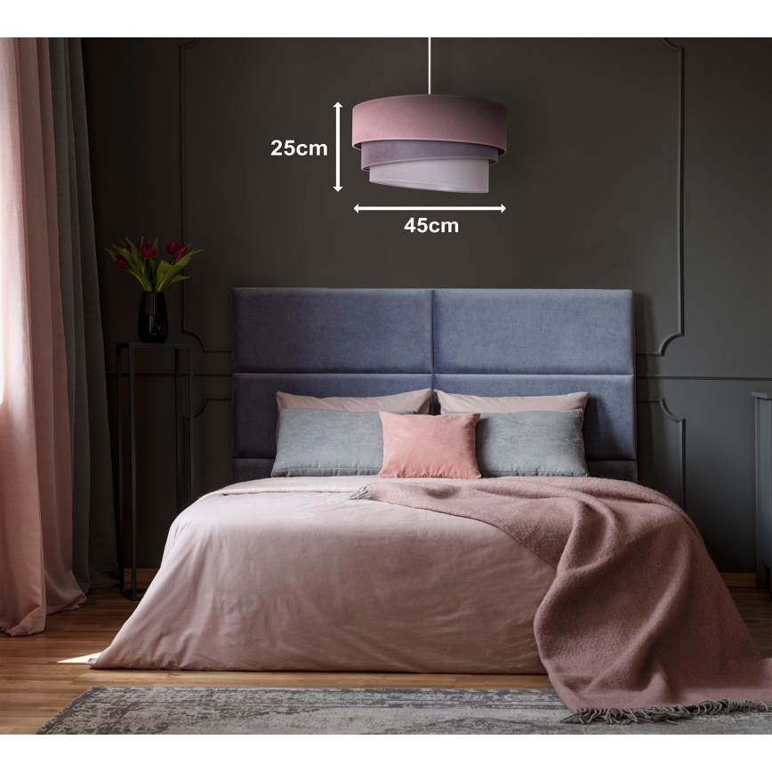 Duolla - Lámpara colgante TRIO 1xE27/15W/230V diá. 45 cm rosa/gris/blanco