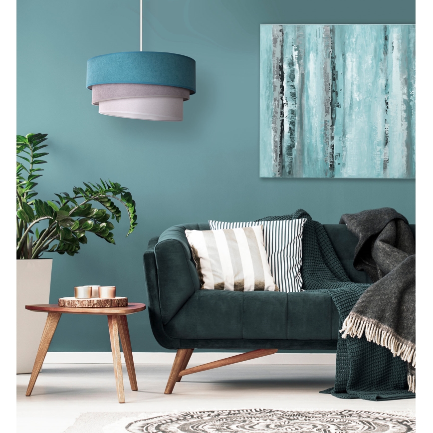 Duolla - Lámpara colgante TRIO 1xE27/15W/230V diá. 45 cm turquesa/gris/blanco