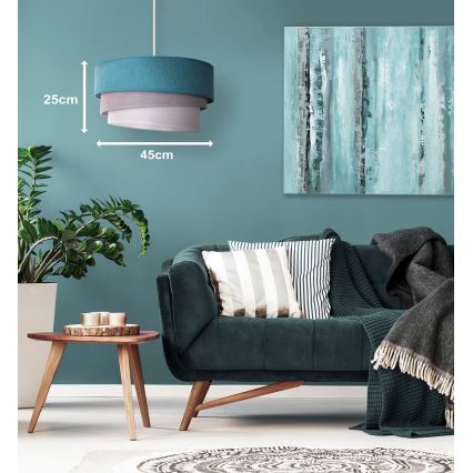 Duolla - Lámpara colgante TRIO 1xE27/15W/230V diá. 45 cm turquesa/gris/blanco