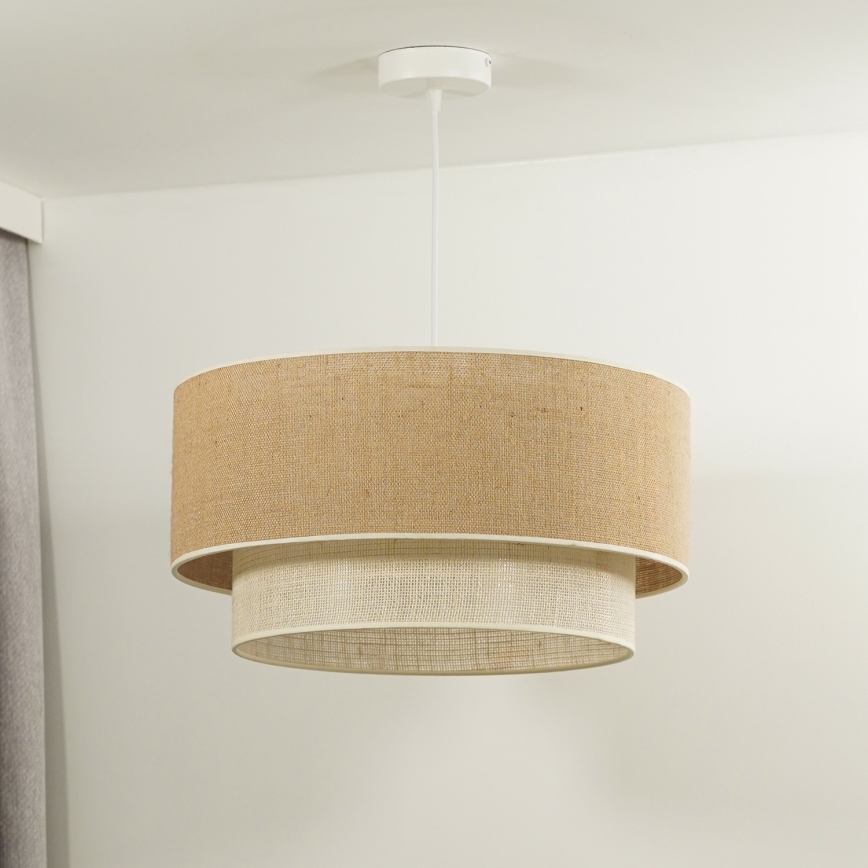 Duolla - Lámpara colgante YUTE BOHO 1xE27/15W/230V diá. 45 cm marrón/color crema