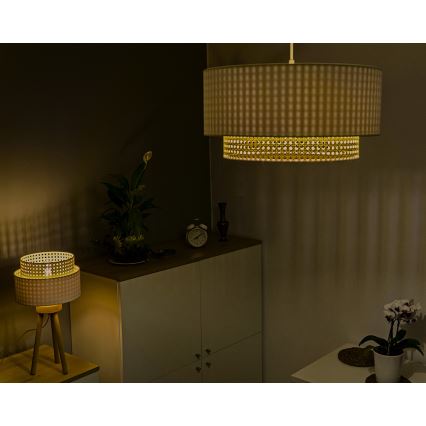 Duolla - Lámpara de araña en cadena BOHO 1xE27/15W/230V d. 45 cm crema/ratán