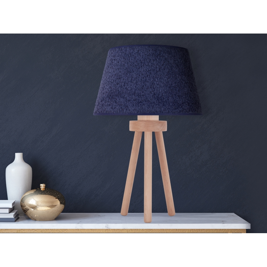 Duolla - Lámpara de mesa BOUCLE 1xE27/15W/230V diá. 28 cm azul/madera