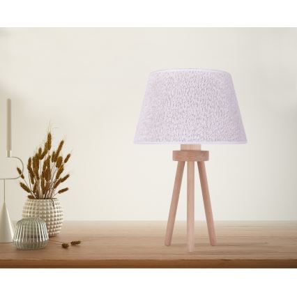 Duolla - Lámpara de mesa BOUCLE 1xE27/15W/230V diá. 28 cm blanco/madera