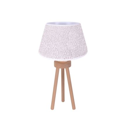 Duolla - Lámpara de mesa BOUCLE 1xE27/15W/230V diá. 28 cm blanco/madera