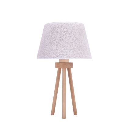 Duolla - Lámpara de mesa BOUCLE 1xE27/15W/230V diá. 28 cm blanco/madera