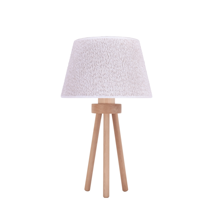 Duolla - Lámpara de mesa BOUCLE 1xE27/15W/230V diá. 28 cm blanco/madera