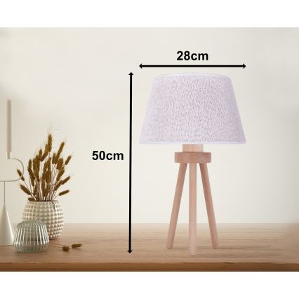 Duolla - Lámpara de mesa BOUCLE 1xE27/15W/230V diá. 28 cm blanco/madera