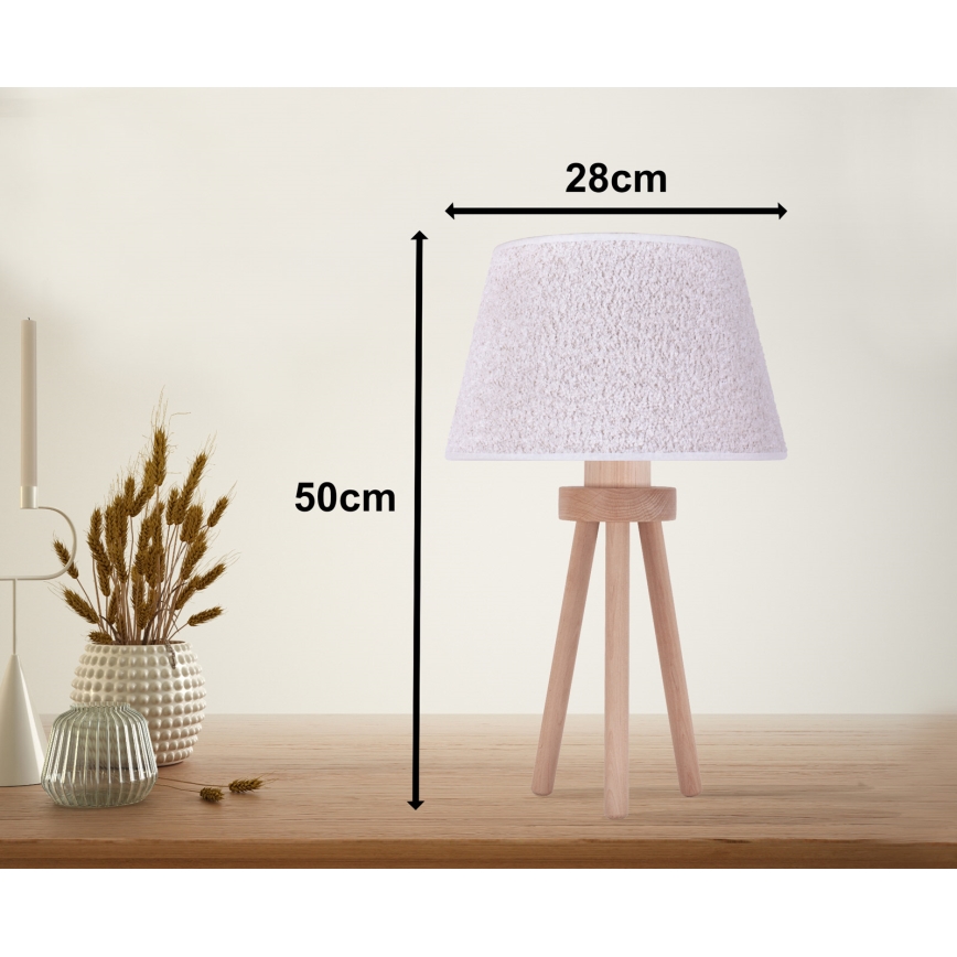 Duolla - Lámpara de mesa BOUCLE 1xE27/15W/230V diá. 28 cm blanco/madera