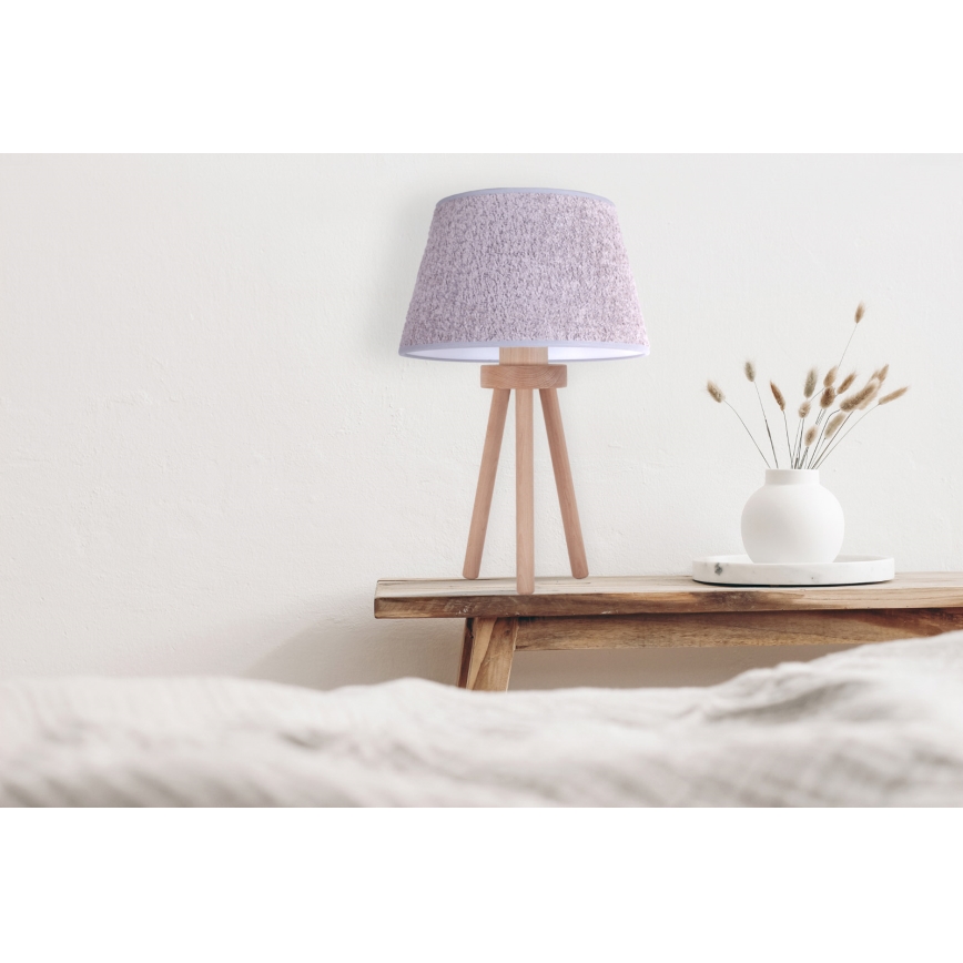 Duolla - Lámpara de mesa BOUCLE 1xE27/15W/230V diá. 28 cm gris/madera