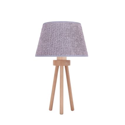 Duolla - Lámpara de mesa BOUCLE 1xE27/15W/230V diá. 28 cm gris/madera