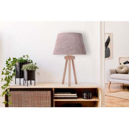 Duolla - Lámpara de mesa BOUCLE 1xE27/15W/230V diá. 28 cm marrón/madera