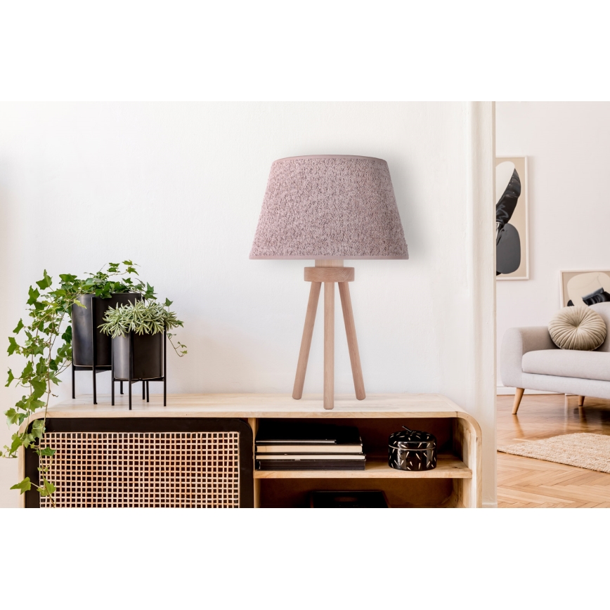 Duolla - Lámpara de mesa BOUCLE 1xE27/15W/230V diá. 28 cm marrón/madera