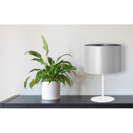 Duolla - Lámpara de mesa CANNES 1xE14/15W/230V diá. 20 cm plata/blanco