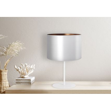 Duolla - Lámpara de mesa CANNES 1xE14/15W/230V diá. 20 cm plata/cobre/blanco