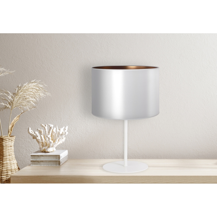 Duolla - Lámpara de mesa CANNES 1xE14/15W/230V diá. 20 cm plata/cobre/blanco