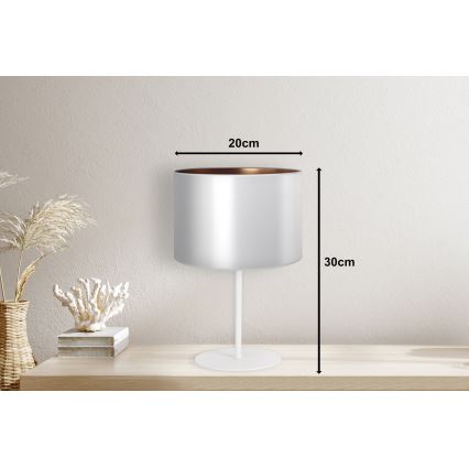 Duolla - Lámpara de mesa CANNES 1xE14/15W/230V diá. 20 cm plata/cobre/blanco