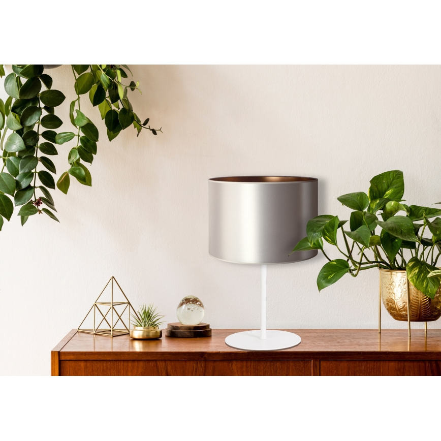 Duolla - Lámpara de mesa CANNES 1xE14/15W/230V diá. 20 cm plata/cobre/blanco