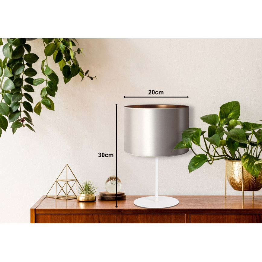 Duolla - Lámpara de mesa CANNES 1xE14/15W/230V diá. 20 cm plata/cobre/blanco