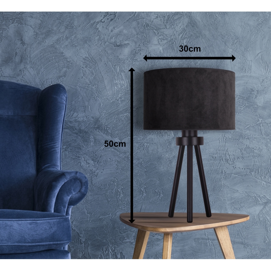 Duolla - Lámpara de mesa LYON 1xE27/15W/230V diá. 30 cm negro