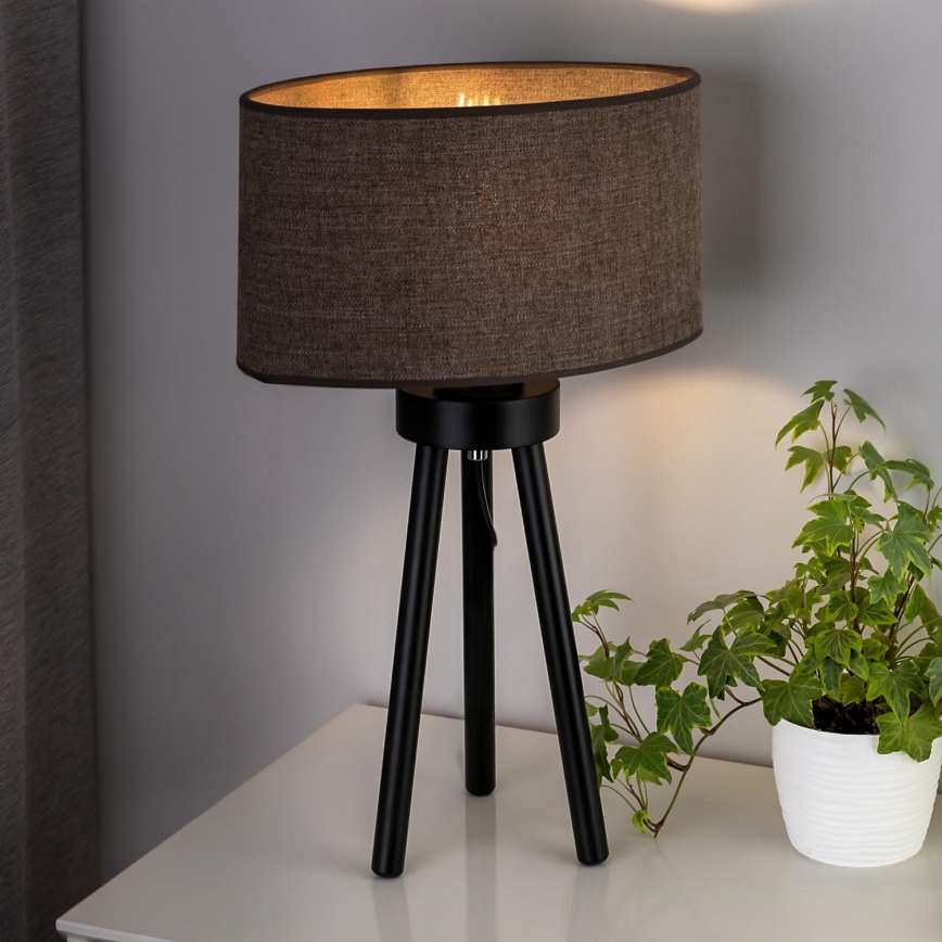 Duolla - Lámpara de mesa OVAL 1xE27/15W/230V diá. 30 cm marrón