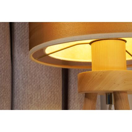 Duolla - Lámpara de mesa WOOD BOHO 1xE27/15W/230V diá. 25 cm cobre/marrón/beige