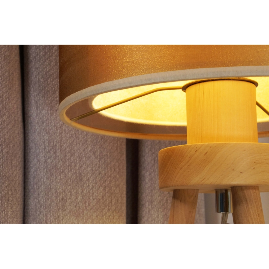 Duolla - Lámpara de mesa WOOD BOHO 1xE27/15W/230V diá. 25 cm cobre/marrón/beige