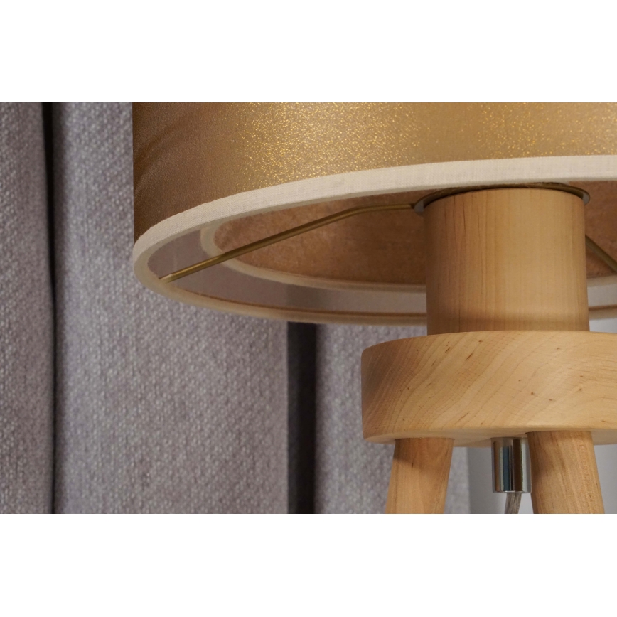 Duolla - Lámpara de mesa WOOD BOHO 1xE27/15W/230V diá. 25 cm cobre/marrón/beige
