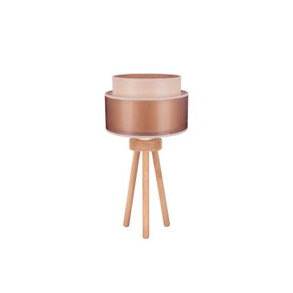 Duolla - Lámpara de mesa WOOD BOHO 1xE27/15W/230V diá. 25 cm cobre/marrón/beige