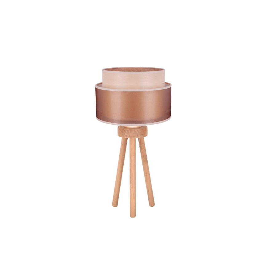 Duolla - Lámpara de mesa WOOD BOHO 1xE27/15W/230V diá. 25 cm cobre/marrón/beige