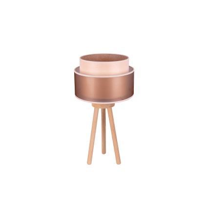 Duolla - Lámpara de mesa WOOD BOHO 1xE27/15W/230V diá. 25 cm cobre/marrón/beige
