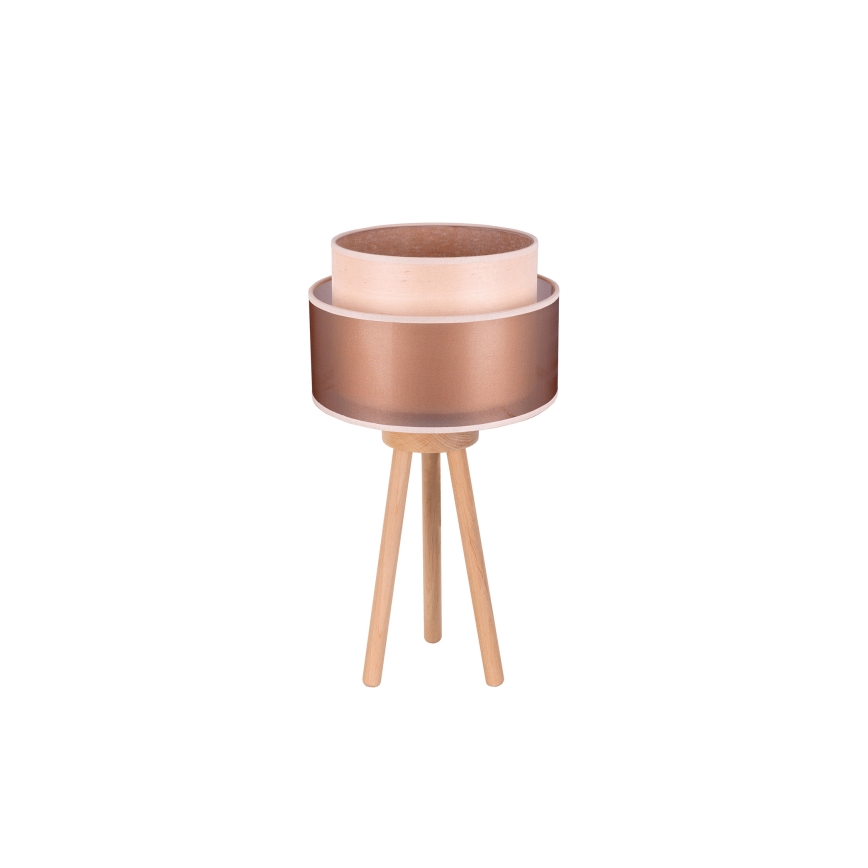 Duolla - Lámpara de mesa WOOD BOHO 1xE27/15W/230V diá. 25 cm cobre/marrón/beige