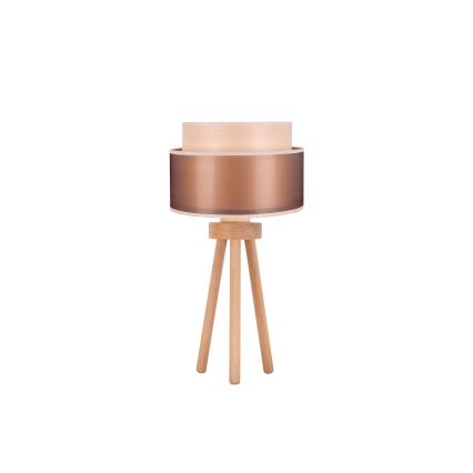 Duolla - Lámpara de mesa WOOD BOHO 1xE27/15W/230V diá. 25 cm cobre/marrón/beige