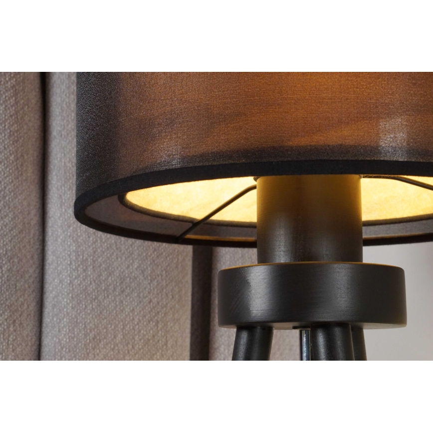 Duolla - Lámpara de mesa WOOD BOHO 1xE27/15W/230V diá. 25 cm negro/beige