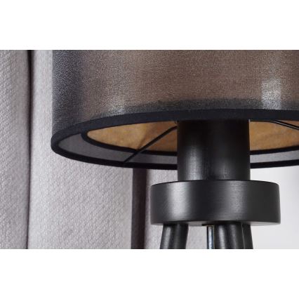 Duolla - Lámpara de mesa WOOD BOHO 1xE27/15W/230V diá. 25 cm negro/beige