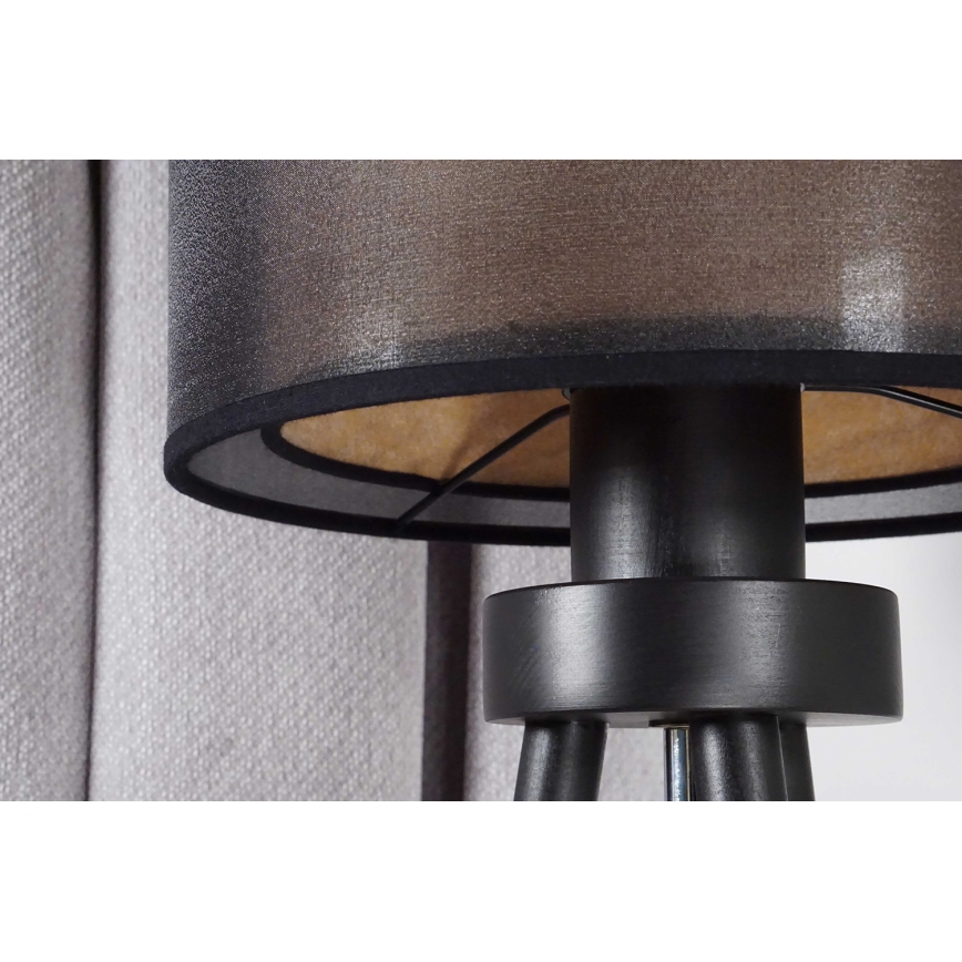 Duolla - Lámpara de mesa WOOD BOHO 1xE27/15W/230V diá. 25 cm negro/beige