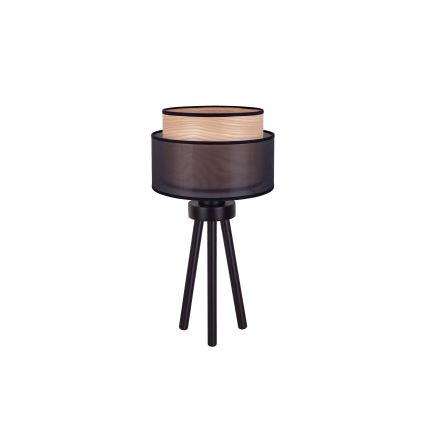 Duolla - Lámpara de mesa WOOD BOHO 1xE27/15W/230V diá. 25 cm negro/beige