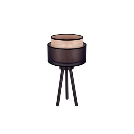 Duolla - Lámpara de mesa WOOD BOHO 1xE27/15W/230V diá. 25 cm negro/beige