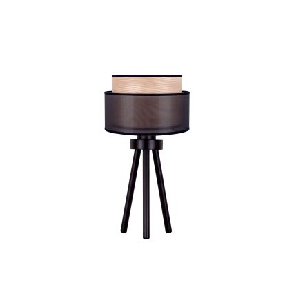 Duolla - Lámpara de mesa WOOD BOHO 1xE27/15W/230V diá. 25 cm negro/beige