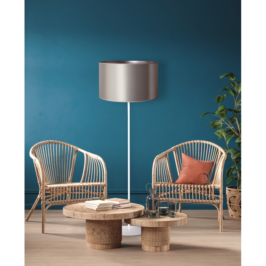 Duolla - Lámpara de pie CANNES 1xE27/15W/230V diá. 45 cm plata/blanco