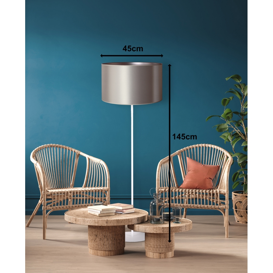 Duolla - Lámpara de pie CANNES 1xE27/15W/230V diá. 45 cm plata/blanco