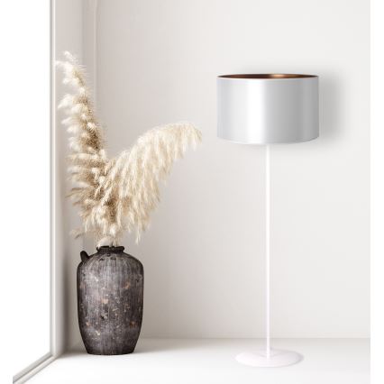 Duolla - Lámpara de pie CANNES 1xE27/15W/230V diá. 45 cm plata/cobre/blanco