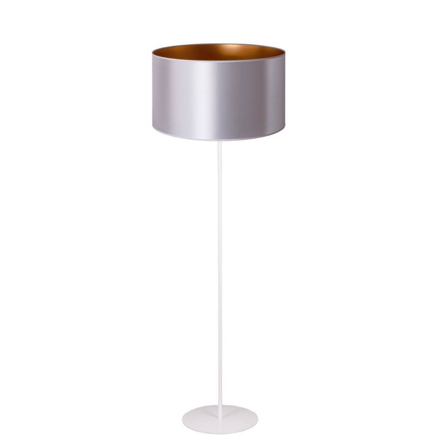 Duolla - Lámpara de pie CANNES 1xE27/15W/230V diá. 45 cm plata/cobre/blanco